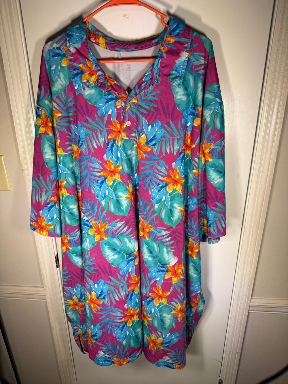 Meekos King Size 5XLT Hawaiian Tropical Floral Polo Collared Shirt